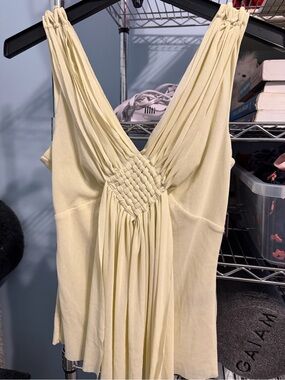 Vintage Debbie Shuchat Cream Sleeveless Knit Top with Braided V-Neck